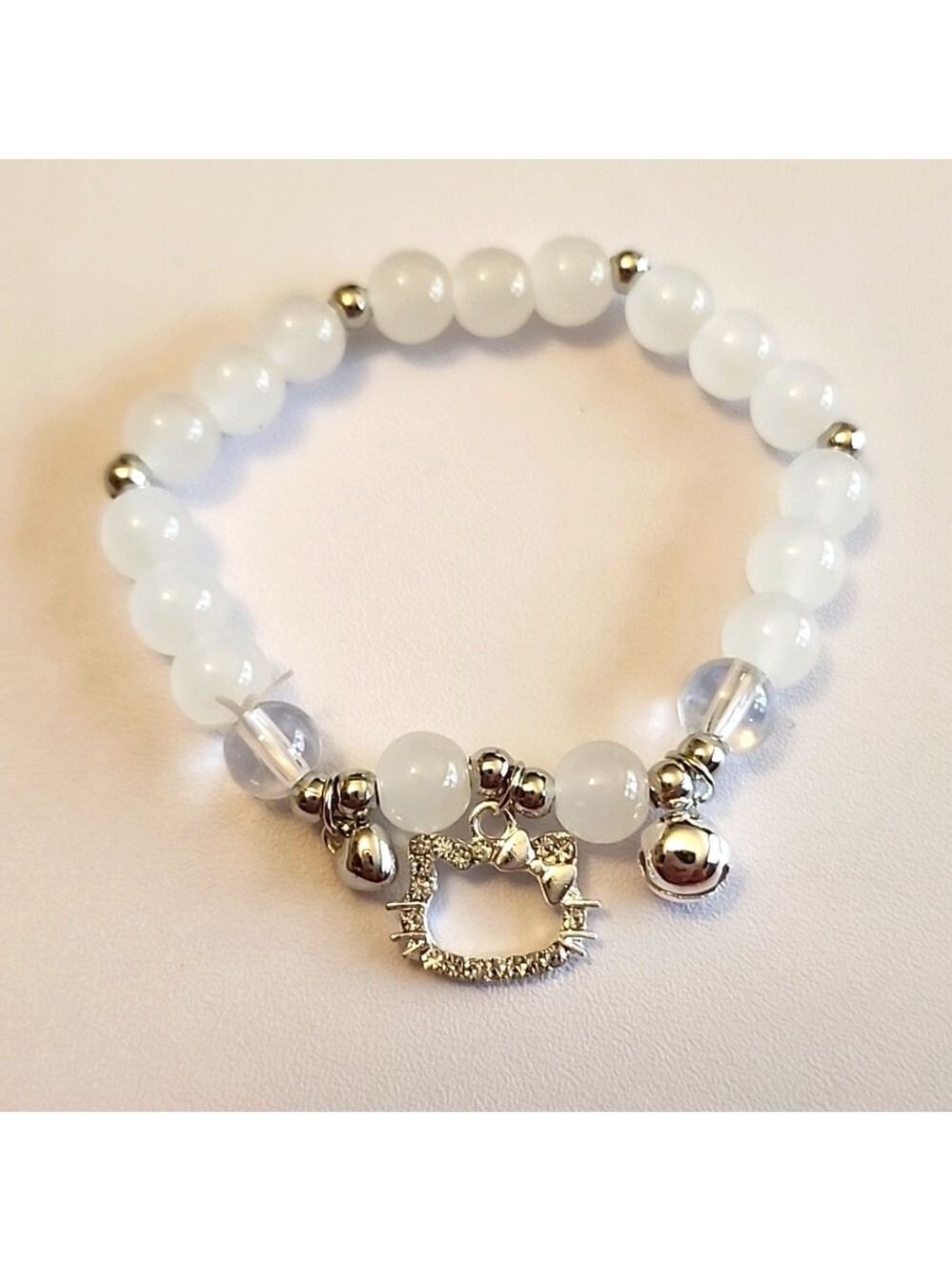 Hello Kitty Cat Bracelet Glass Beads and Bell BR